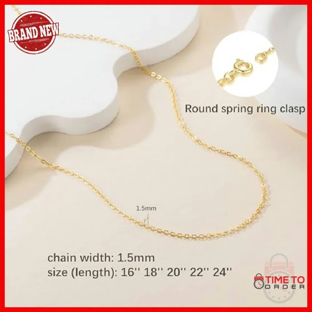 14K Gold Plated Dainty Cable Chain Necklace 16-24in Thin